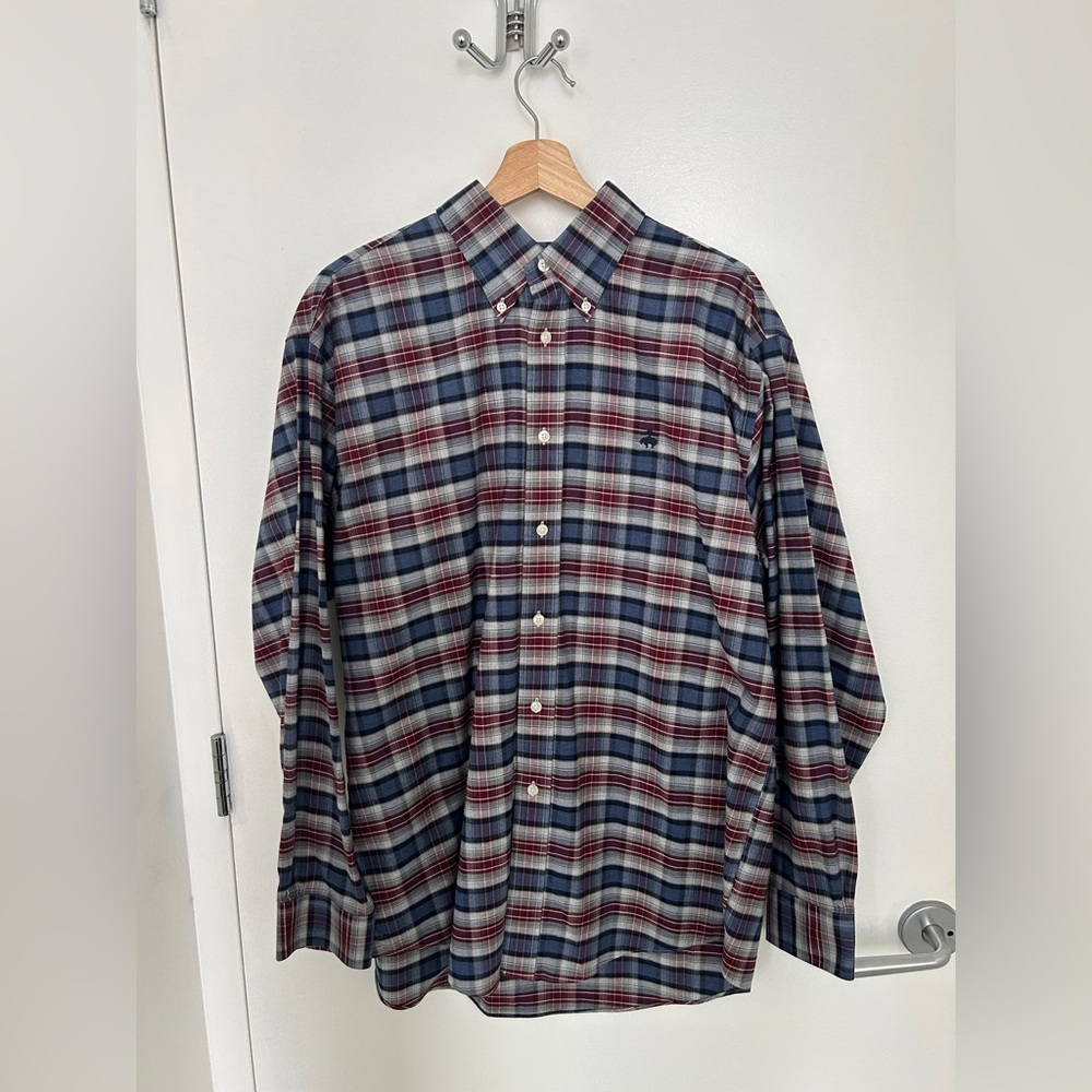 Brooks Brothers Men’s Blue Red Plaid Sport Shirt L – Casual, Classic